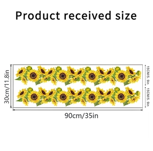 Detaillierte Maßangaben für Sonnenblumen-Wandaufkleber mit 90x30cm Layout-Größe