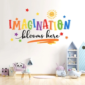 Bunter Imagination Blooms Here Wandsticker für Kinderzimmer und Spielzimmer Deko
