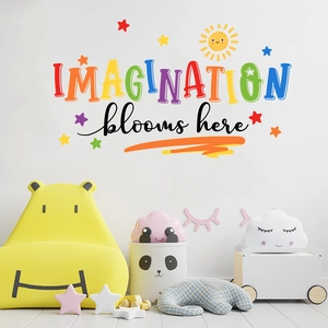 Bunte Imagination Blooms Here Wandtattoo für Kinderzimmer und Spielzimmer Dekoration
