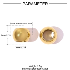 Golden hollow heart stainless steel large hole bead for DIY jewelry making 10x7mm