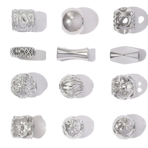 Stainless Steel Spacer Beads For DIY Jewelry Making Silver Hollow Heart Floral Pattern Charm Beads For Bracelet Necklace Women Jewelry