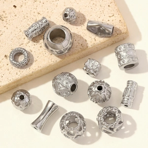 Polished stainless steel spacer beads set for DIY jewelry making with diverse vintage shapes
