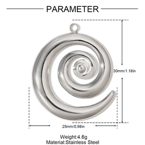 Dettagli del ciondolo a spirale in acciaio inossidabile con altezza 30mm e peso 4,6g