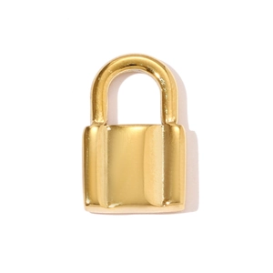 Detailopname van een gepolijste gouden hangslot hanger met gladde metalen textuur en glans