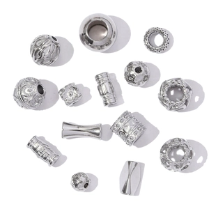 Polished stainless steel spacer beads set for DIY jewelry making with mixed designs