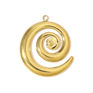 Ciondolo a spirale dorato lucido con elegante design a vortice e anello per gioielli
