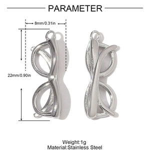 Gedetailleerde maattabel voor roestvrijstalen 3D-bril hanger met precieze afmetingen