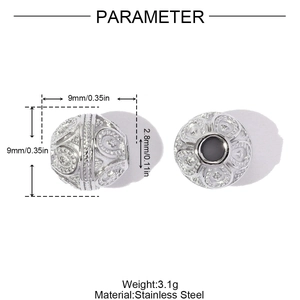 Polished stainless steel spacer beads with paisley pattern and 9mm product dimensions
