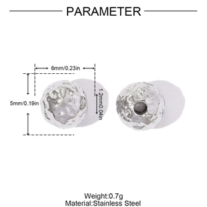 Polished stainless steel spacer beads with hammered texture and 6x5mm dimensions
