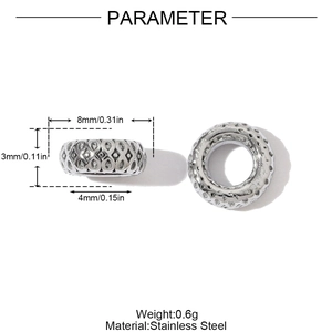 Polished stainless steel spacer bead with diamond-shaped hollow design for DIY jewelry