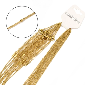 Collana in acciaio inossidabile placcato oro 18k con catena a perle e chiusura a moschettone