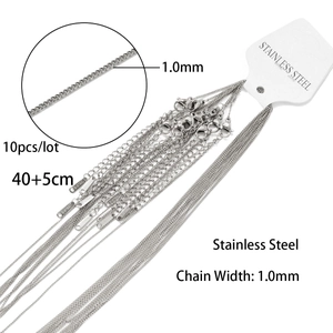 Dettaglio di 10 pezzi di catene per collane in acciaio inossidabile argento 1,0mm