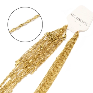 Set di collane catena groumette in acciaio inossidabile placcato oro 18k con chiusura