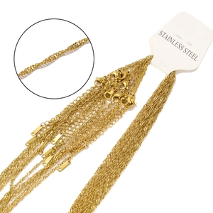 Set collana in acciaio inossidabile placcato oro 18k con maglia a onde e chiusura a moschettone