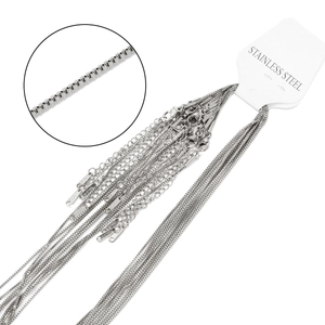 Collana a catena veneziana in acciaio inossidabile argento con chiusura a moschettone