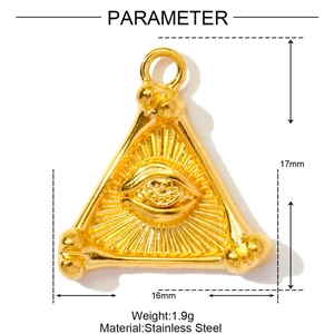 Tableau détaillé des paramètres du pendentif œil triangulaire doré en acier inoxydable