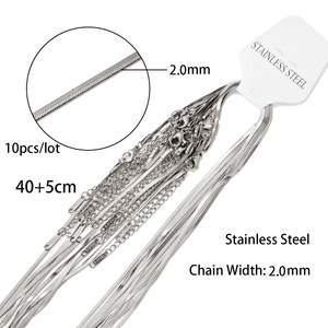 Set di 10 catene a serpente in acciaio inossidabile argento 2,0mm donna 40+5cm