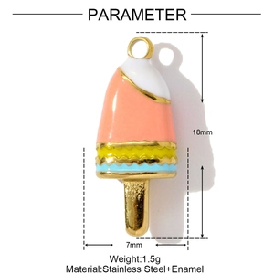Detail view of popsicle charm with size 18x7mm and enamel color layers for DIY jewelry