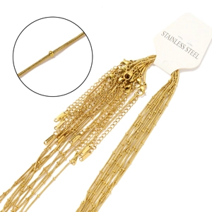 Colliers en acier inoxydable plaqué or 18k avec maille serpent et fermoir mousqueton