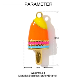Macro view of 18mm enamel popsicle charm in stainless steel for DIY jewelry making