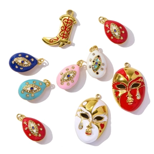 Lot de pendentifs émaillés avec masques vénitiens et bottes pour bijoux DIY