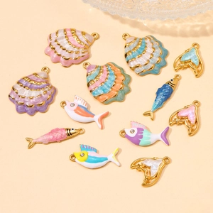 Détails des breloques émaillées en forme de coquillage et queue de poisson DIY