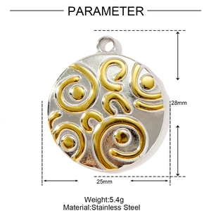 Dessin technique d'un pendentif en acier de 25mm montrant les dimensions et le poids total