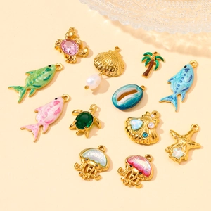 Nautical theme ocean pendant charms for DIY jewelry making in vibrant colorful finishes
