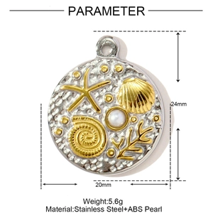 Guide des dimensions du pendentif marin montrant 24mm de hauteur et 20mm de largeur