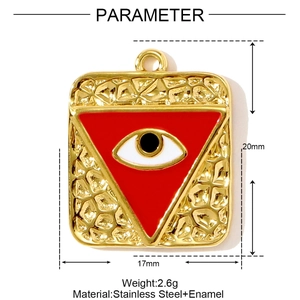 Dibujo técnico que muestra las dimensiones de 20x17mm y el peso del colgante de ojo