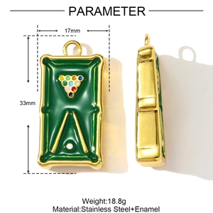 Detail van roestvrijstalen biljarttafel hanger met 33mm hoogte en emaille afwerking
