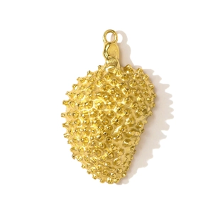 Detailed view of a golden durian shaped pendant with realistic textured spikes