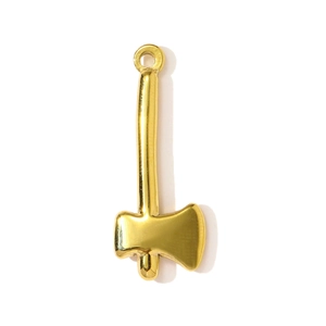 Polished golden stainless steel axe pendant with a mirror finish and smooth metal surface