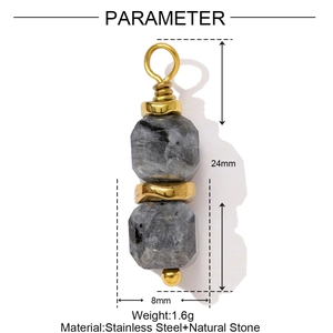 Detail showing 24mm handmade natural stone pendant with gold-plated stainless steel wire