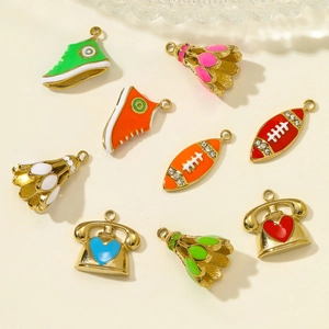 DIY colorful sport charms set with sneakers, footballs and retro phone pendants