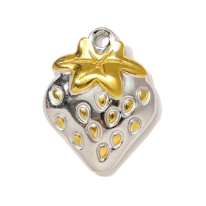 Pendentif fraise détaillé en argent et or pour la création de bijoux DIY