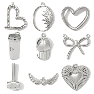 Mirror Polished Stainless Steel Heart Butterfly Wing Coffee Cup Baseball Cap DIY Pendants Jewelry Making Charms Accessory