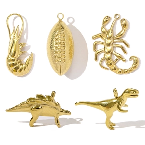 Titanium Steel 3D Dinosaur Stegosaurus Tyrannosaurus Scorpion Lobster Rugby Pendant Gold DIY Jewelry Findings For Women Men
