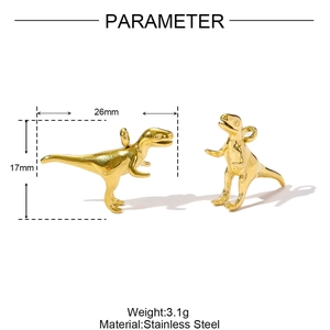 Detailed dimensions of the 3D gold Tyrannosaurus Rex stainless steel pendant for jewelry DIY