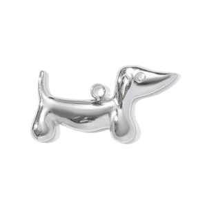 Polished silver dachshund pendant detail showing mirror finish and secure bail for DIY jewelry