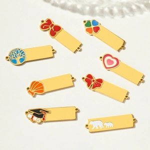 Breloques DIY dorées avec nœud en émail, arbre de vie et motifs d'ours pour bijoux