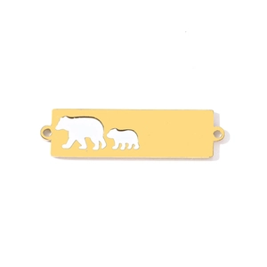 Détail du connecteur de bijoux en acier inoxydable doré avec design d'ours