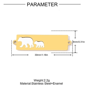 Détails du pendentif ours polaire émaillé avec dimensions 30mm x 8mm et poids