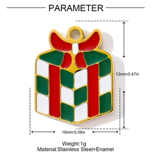 Detail eines 12mm x 10mm emaillierten Geschenkbox-Anhängers aus robustem Edelstahl