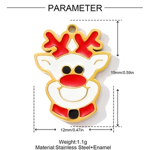 Detaillierte Parameteransicht von 15mm Rentier-Emaille-Edelstahl-Weihnachtsanhänger