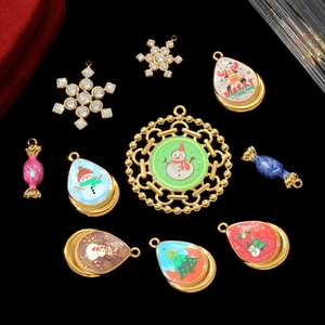 Set de joyería navideña DIY con colgantes de acero de muñeco de nieve y renos