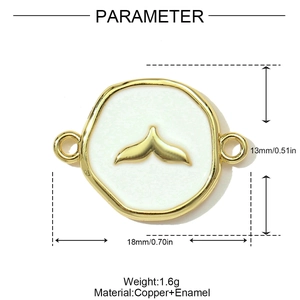 Detailansicht des 18-mm-Kupfer-Fischschwanz-Emaille-Verbinders für DIY-Schmuck