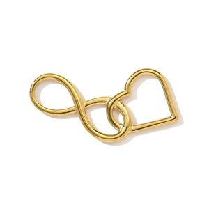 Polished gold infinity heart pendant connector with smooth metallic finish detail