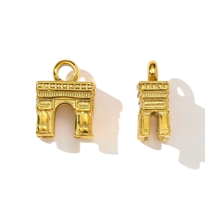 Detailed close-up of golden Arc de Triomphe 3D pendant showing fine architectural carvings
