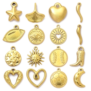 Edelstahl Gold DIY Anhänger Fußball Baseball Herz Sonne Mond Stern Stiefel Schmuckherstellung Charme Zubehör